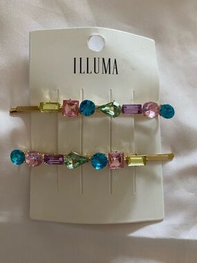 1-set of 2 Multicolor Crystal Hair Clips from Illuma